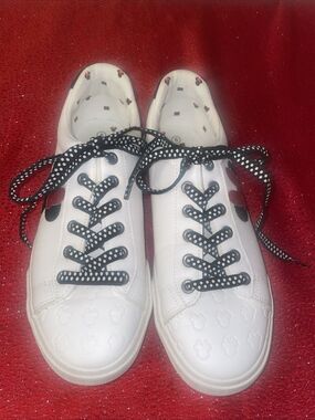 Ground Up Minnie Mouse Low Top Court Sneaker Shoes Disney Women's White Size 8